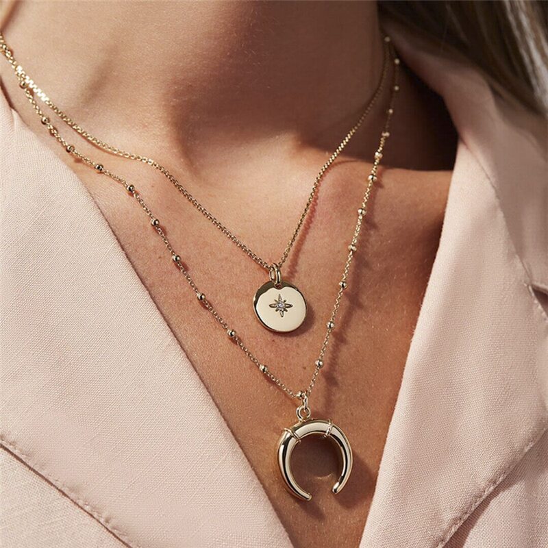 

Moon Layered Necklace, Gold