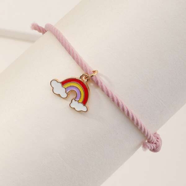 

Girls Rainbow Charm Bracelet, Multicolor
