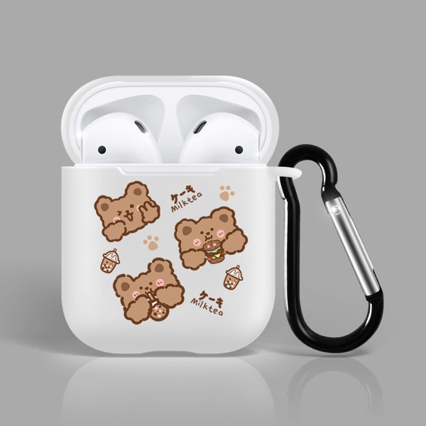 

Чехол с мультяшным медведем для Airpods, Белый