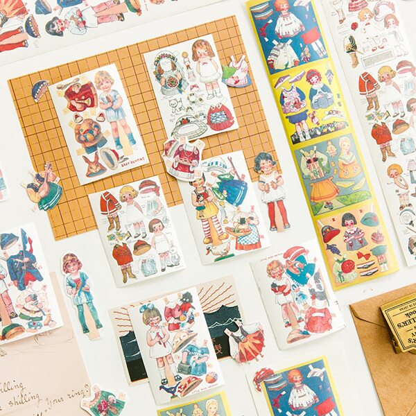 

2sheets Random DIY Dress Up Doll Sticker, Multicolor