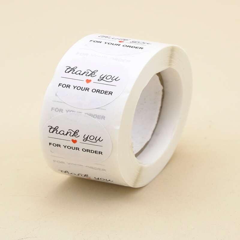 

1roll 500pcs Slogan Graphic Sealing Sticker, White