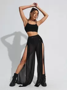 SHEIN SXY Set de pantaloni cu topuri uni și cu coapsă despicată