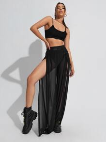 SHEIN SXY Set de pantaloni cu topuri uni și cu coapsă despicată