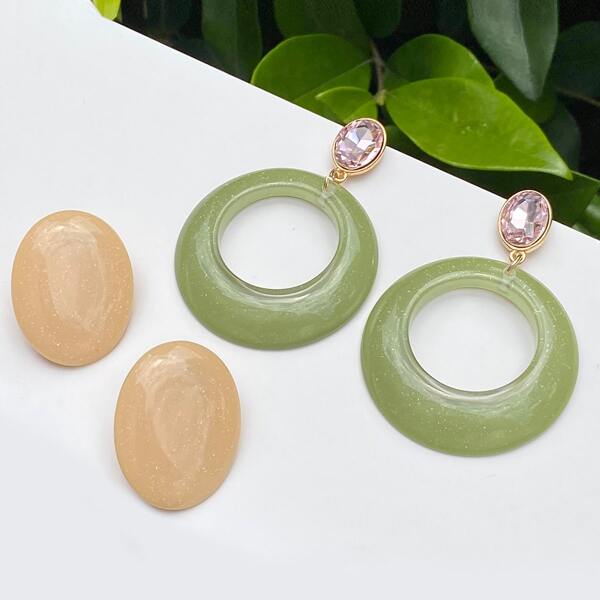 

2pairs Resin Earrings, Multicolor