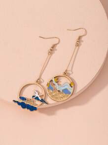 Bông tai tròn thả - Nhiều màu - Xem 1