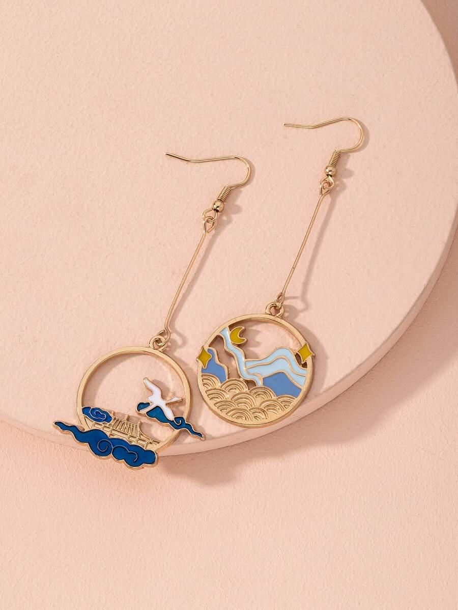 Bông tai tròn thả - Nhiều màu - Xem 1