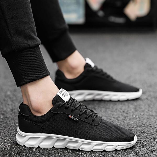 

Men Lace-up Front Sneakers, Black