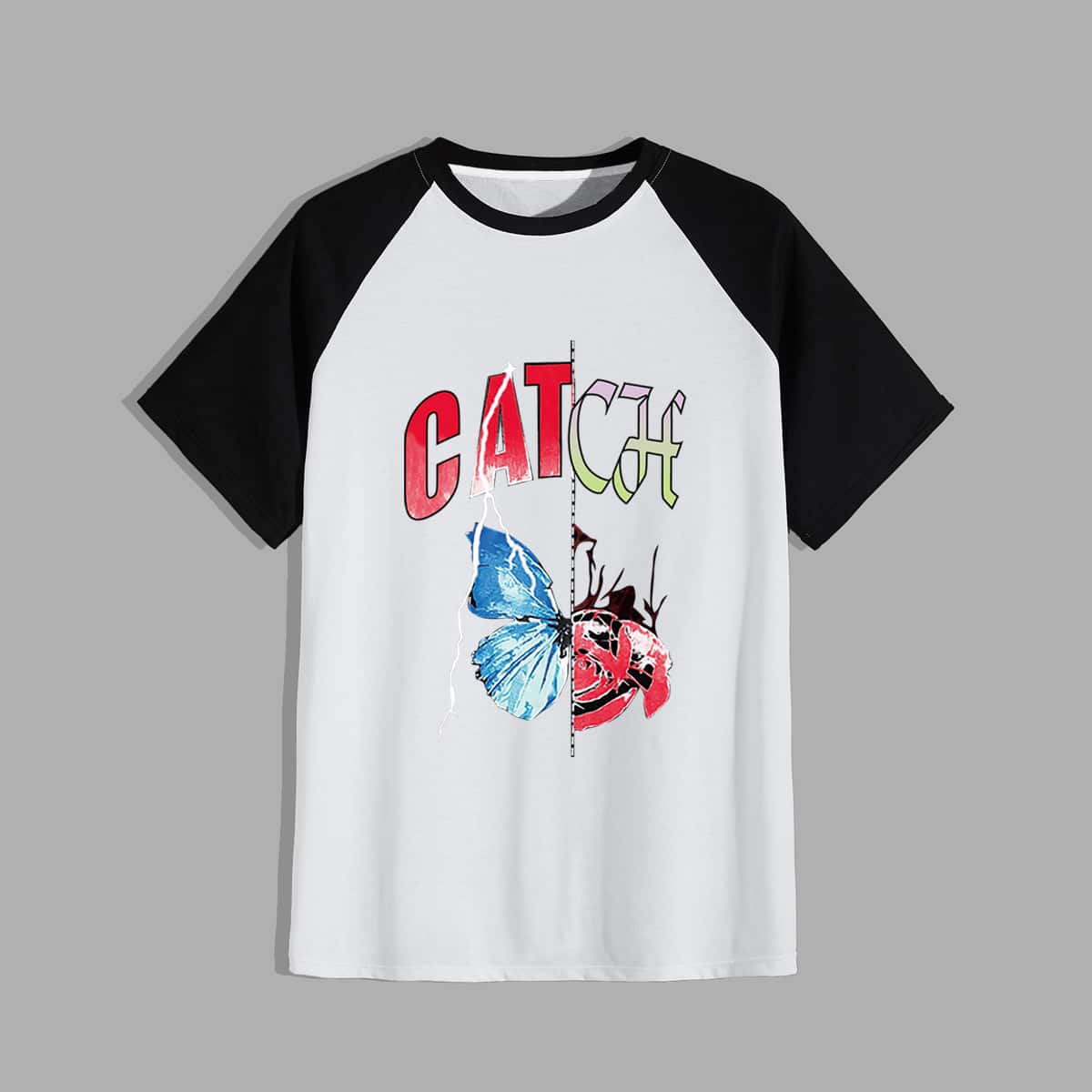 

Guys Letter Butterfly Graphic Tee, Black and white
