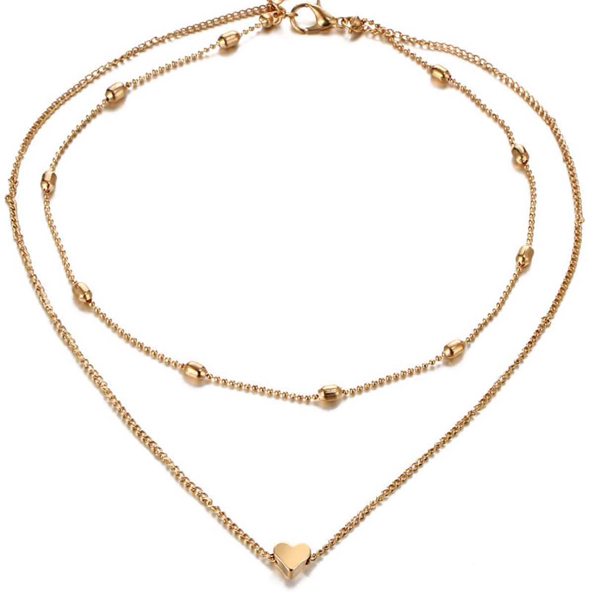 

Heart Decor Layered Necklace, Gold