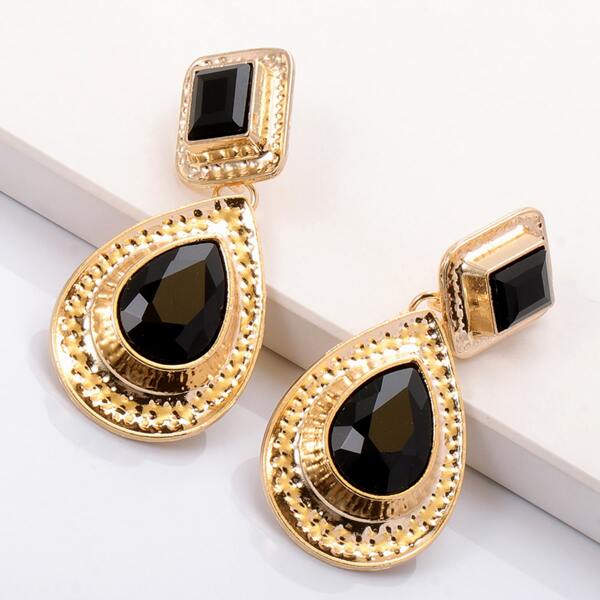 

Gemstone Decor Water-drop Earrings, Multicolor