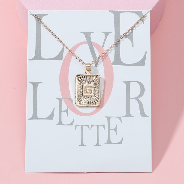 

Kids Letter Engraved Geo Charm Necklace, Gold