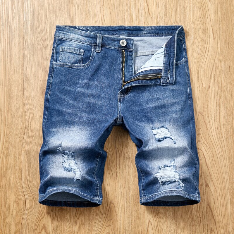 

Guys Ripped Washed Denim Shorts, Medium wash