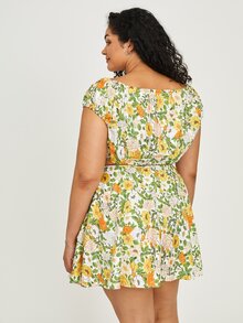 Plus Allover Floral Crop Top & Skirt - Multicolor - View 2