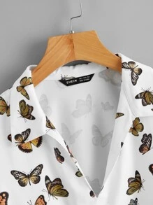 Muchica Allover Butterfly Print Tee - Multicolor - View 3