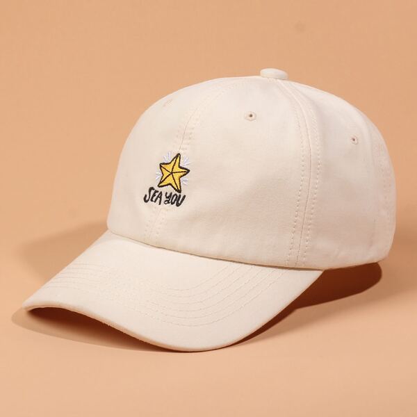 

Letter Embroidery Baseball Cap, Beige
