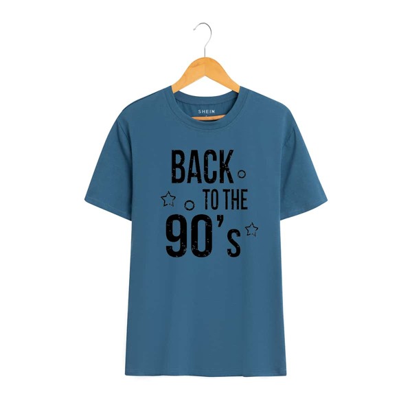 

Star And Slogan Graphic Tee, Dusty blue