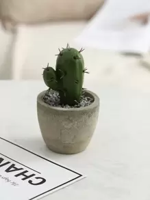 1 件人造多肉植物盆栽，各种装饰性人造多肉植物盆栽假仙人掌仙人掌植物带盆，情人节，礼物生日毕业家居装饰返校房间装饰学校用品 - 綠色 - 查看 3