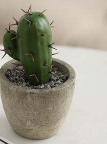 1 件人造多肉植物盆栽，各种装饰性人造多肉植物盆栽假仙人掌仙人掌植物带盆，情人节，礼物生日毕业家居装饰返校房间装饰学校用品 - 綠色 - 查看 4