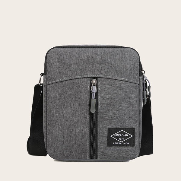 

Men Letter Graphic Crossbody Bag, Grey