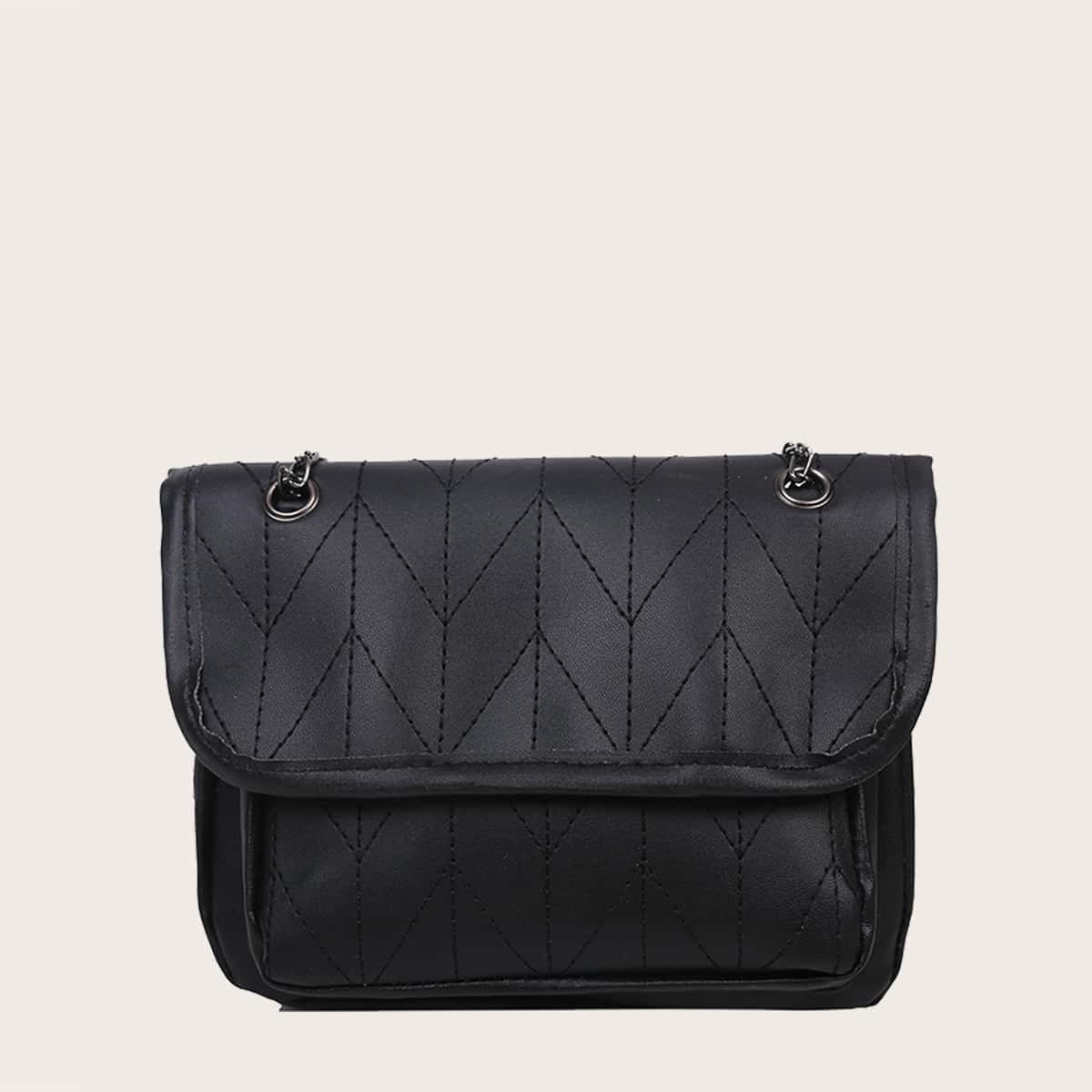 

Quilted Chain Shoulder Bag, Black