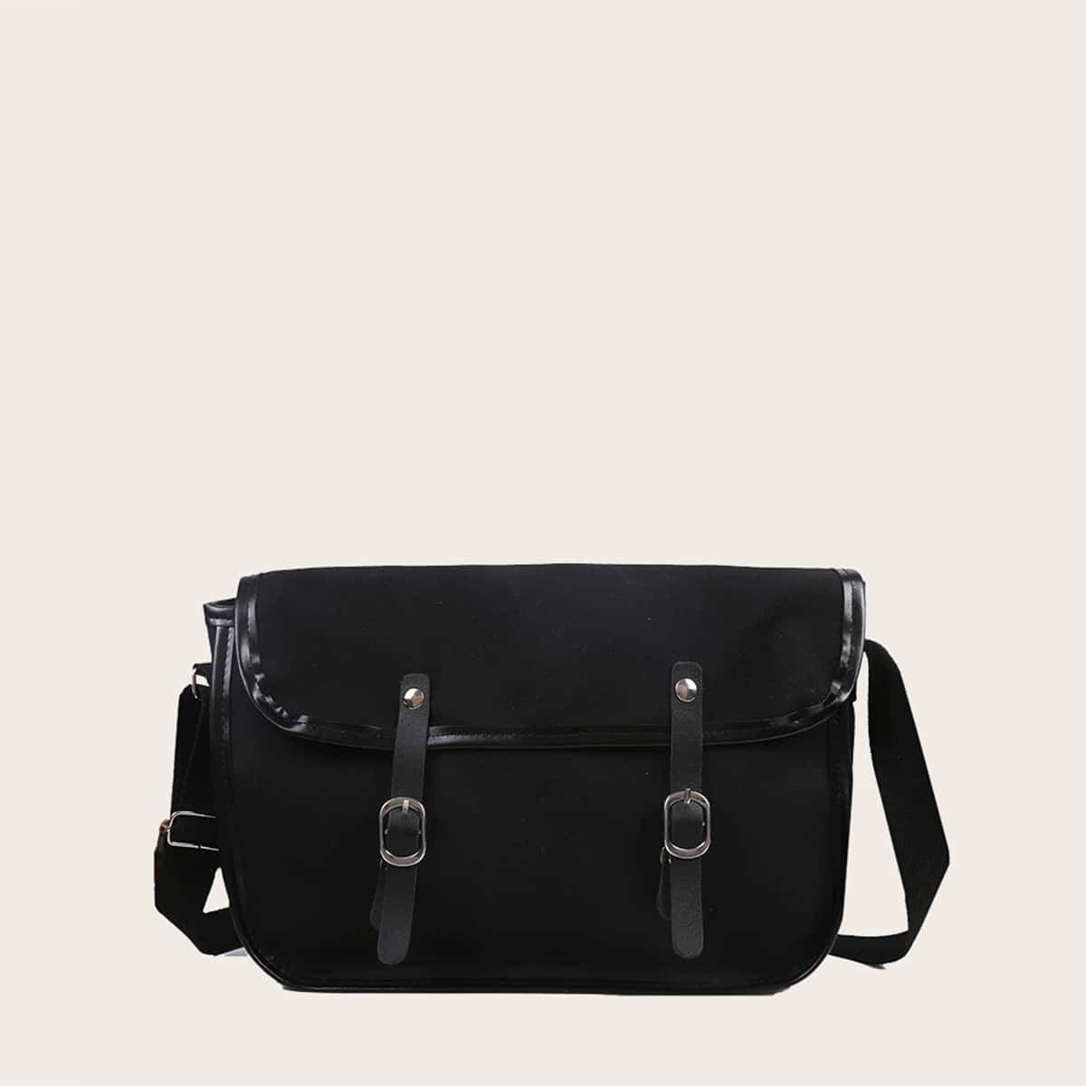 

Solid Buckle Crossbody Bag, Black