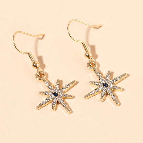

Rhinestone Decor Structured Drop Earrings, Gold