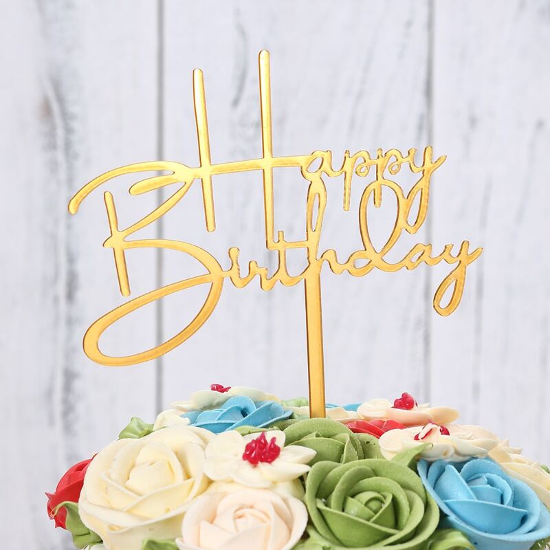 

1pc Birthday Cake Topper, Gold