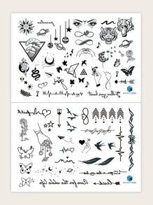 STARTTOOS 1 hoja de tatuaje temporal con diseño de animales - Negro - Ver 1