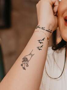 STARTTOOS 1 hoja de tatuaje temporal con diseño de animales - Negro - Ver 2