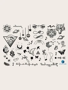 STARTTOOS 1 hoja de tatuaje temporal con diseño de animales - Negro - Ver 6