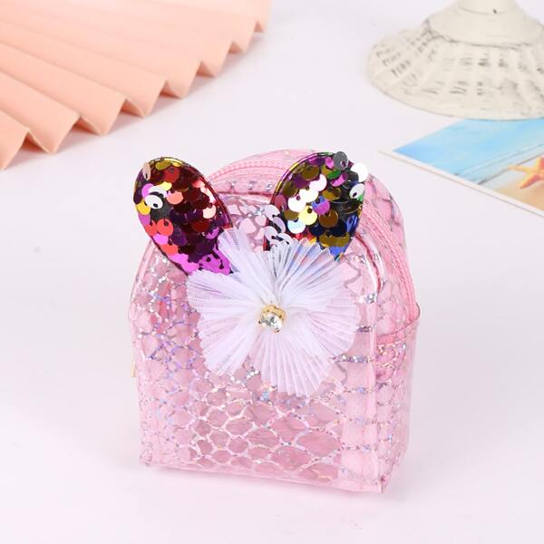 

Girls Sequin & Flower Decor Wallet, Pink