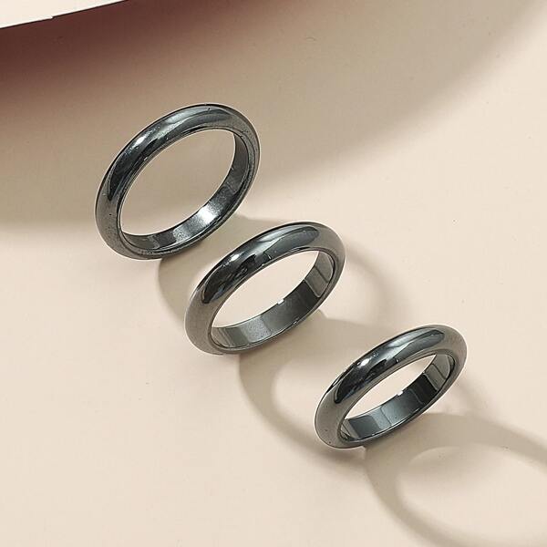 

3pcs Solid Ring, Black