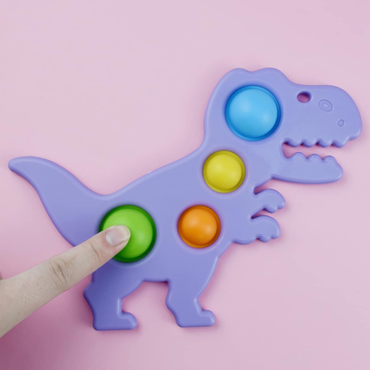 

1pc Dinosaur Shaped Random Color Push Bubble Toy, Multicolor