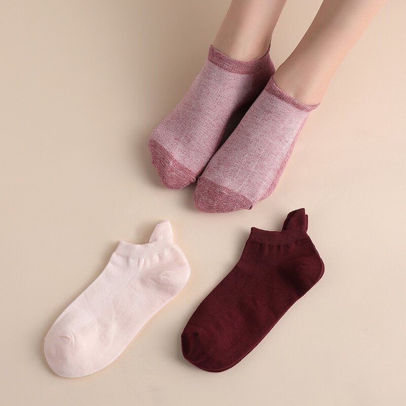 

3pairs Simple Ankle Socks, Multicolor