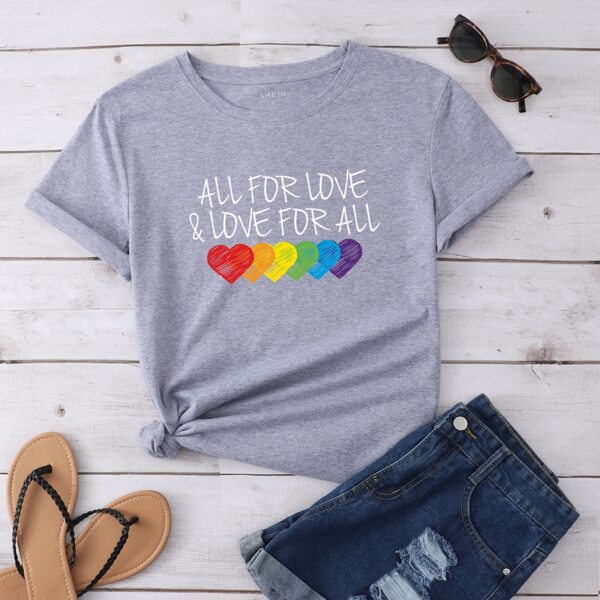 

LGBTQIA Heart And Slogan Graphic Tee, Grey