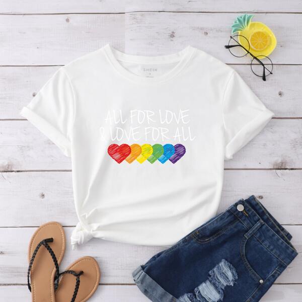 

LGBTQIA Футболка с принтом сердечка, Белый