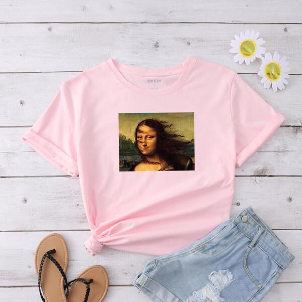 

Figure Graphic Crew Neck Tee, Baby pink