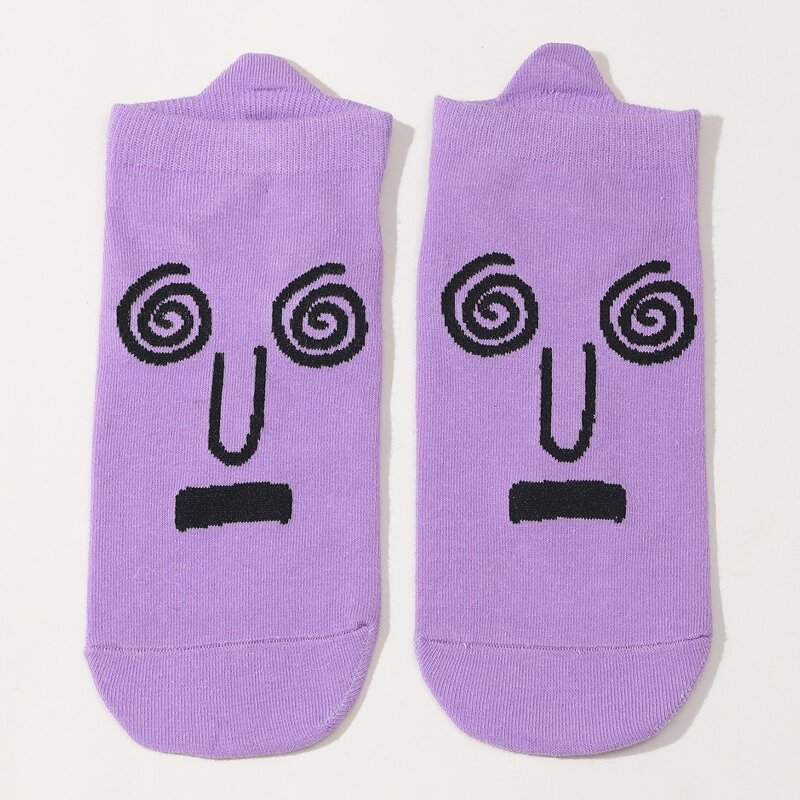 Cartoon Graphic Ankle Socks, Violet purple