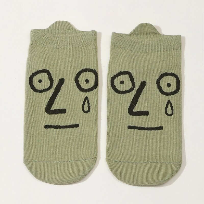 

Cartoon Graphic Ankle Socks, Olive green
