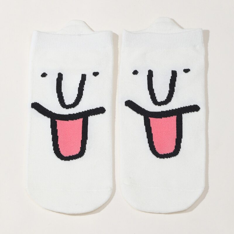 

Cartoon Graphic Ankle Socks, White