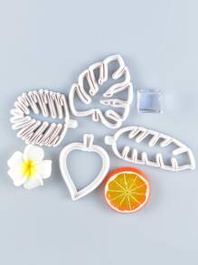 4入組棕櫚葉形狀DIY塑膠耐用廚房烘烤餅乾模型切割刀 - 白色 - 查看 2