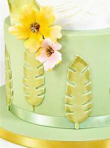 4入組棕櫚葉形狀DIY塑膠耐用廚房烘烤餅乾模型切割刀 - 白色 - 查看 4