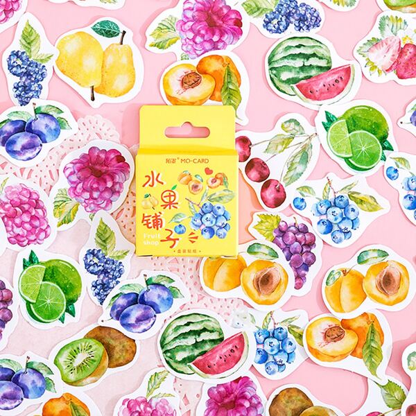 

45pcs Fruit Print Sticker, Multicolor