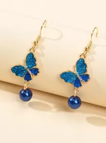 Rhinestone Butterfly Drop Earrings