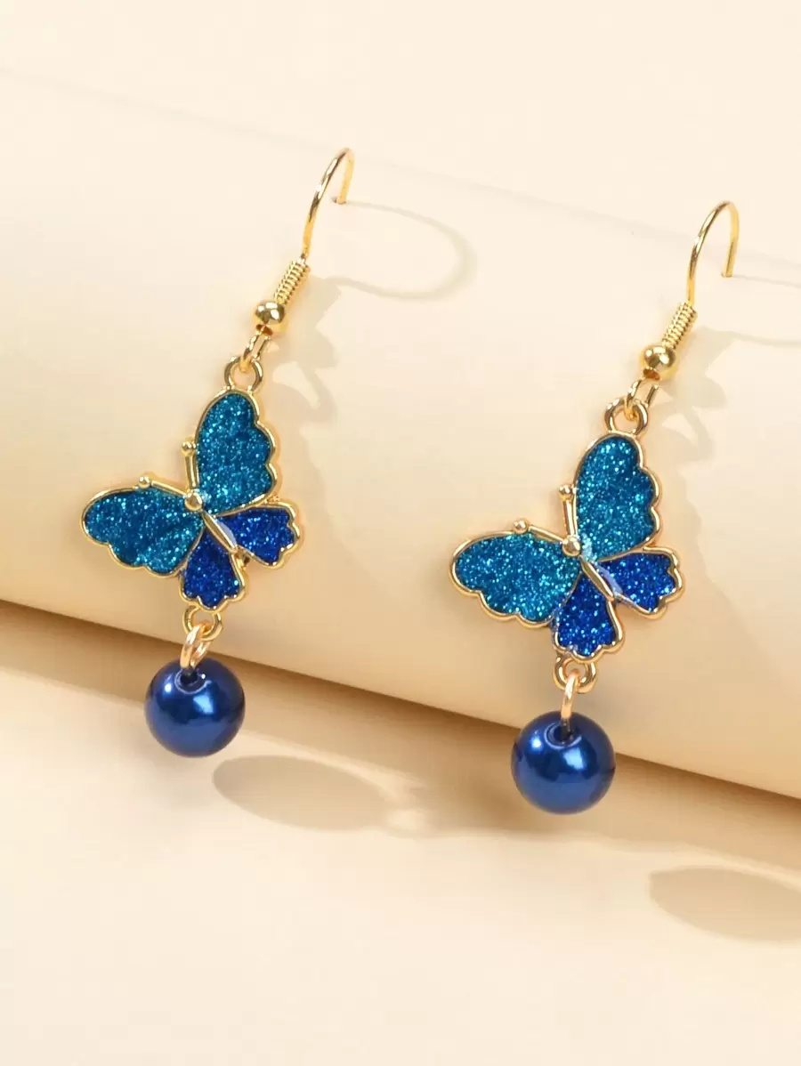 Rhinestone Butterfly Drop Earrings
