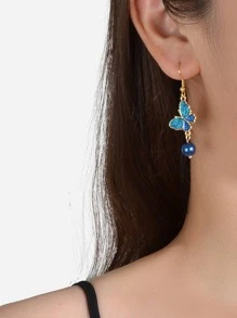 Rhinestone Butterfly Drop Earrings