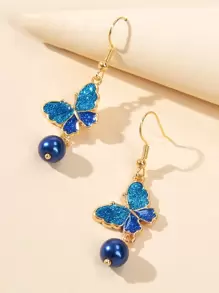 Rhinestone Butterfly Drop Earrings