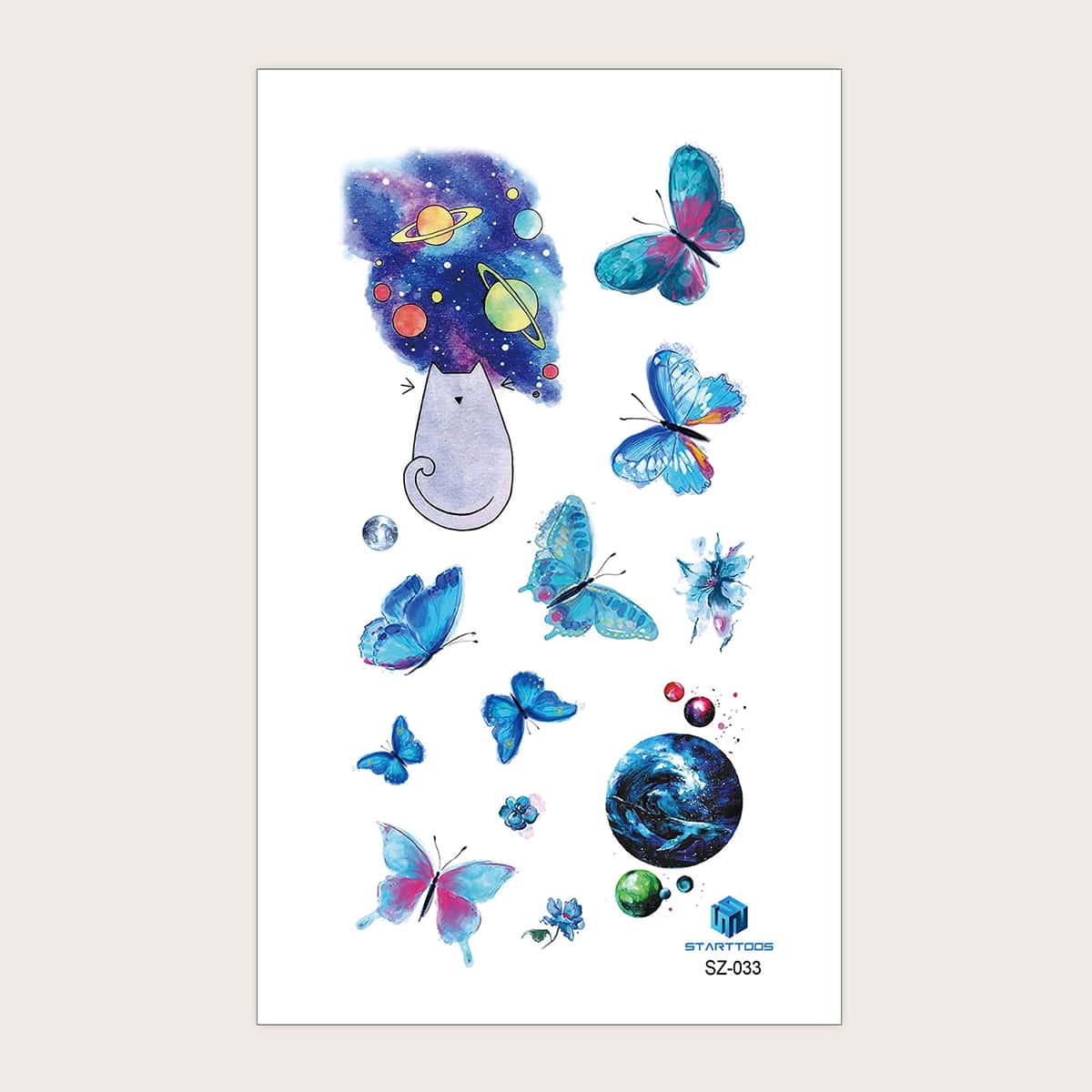 

1sheet Butterfly Pattern Tattoo Sticker, Multicolor