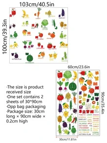 Kids Cartoon Vegetable & Fruit Alphabet Wall Sticker - Multicolor - View 2