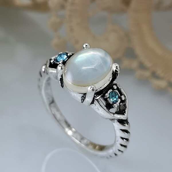 

Rhinestone Detail Ring, Silver